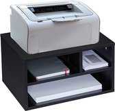 printerkastje bureau, 3 vakken, tafel voor printer, MDF, printerstandaard, HxBxD: ca. 22,5 x 49 x 30 cm, zwart