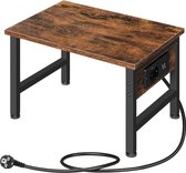 printerstandaard, thuiskantoor printerstandaard met USB-poorten en stopcontact, verstelbare voeten voor thuiskantoor, vintage bruin en zwart