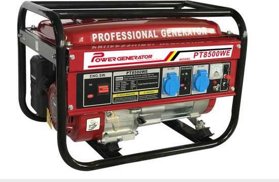Powertech® PT8500WE Benzine Generator - Aggregaat - Max. 2700 Watt - 4 Takt Motor - 220/380V - Royalty line