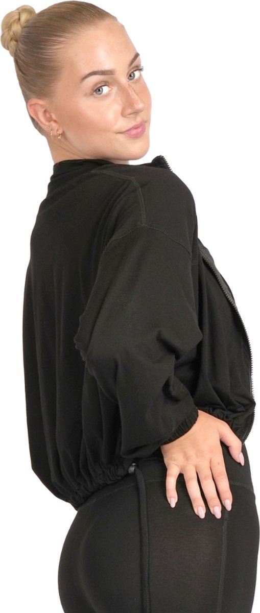 Namastae® Vestje dames | Sportjasje dames | Vesten dames kort | Cropped | Zwart | Maat 34 (S)