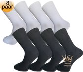 Medische sokken - 100% katoen - 8 paar - Maat 39/42 - Wit en Zwart