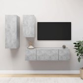 The Living Store Hangende TV-meubelset - Spaanplaat - Betongrijs - 30.5x30x90cm - 30.5x30x60cm - 60x30x30cm