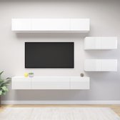 Ensemble meuble TV The Living Store - Blanc brillant - Aggloméré - Assemblage requis