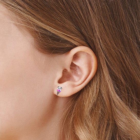 Boucles D'oreilles Panda En Forme De Cœur - Argent Sterling, Pour Filles, Neuf Avec étiquettes