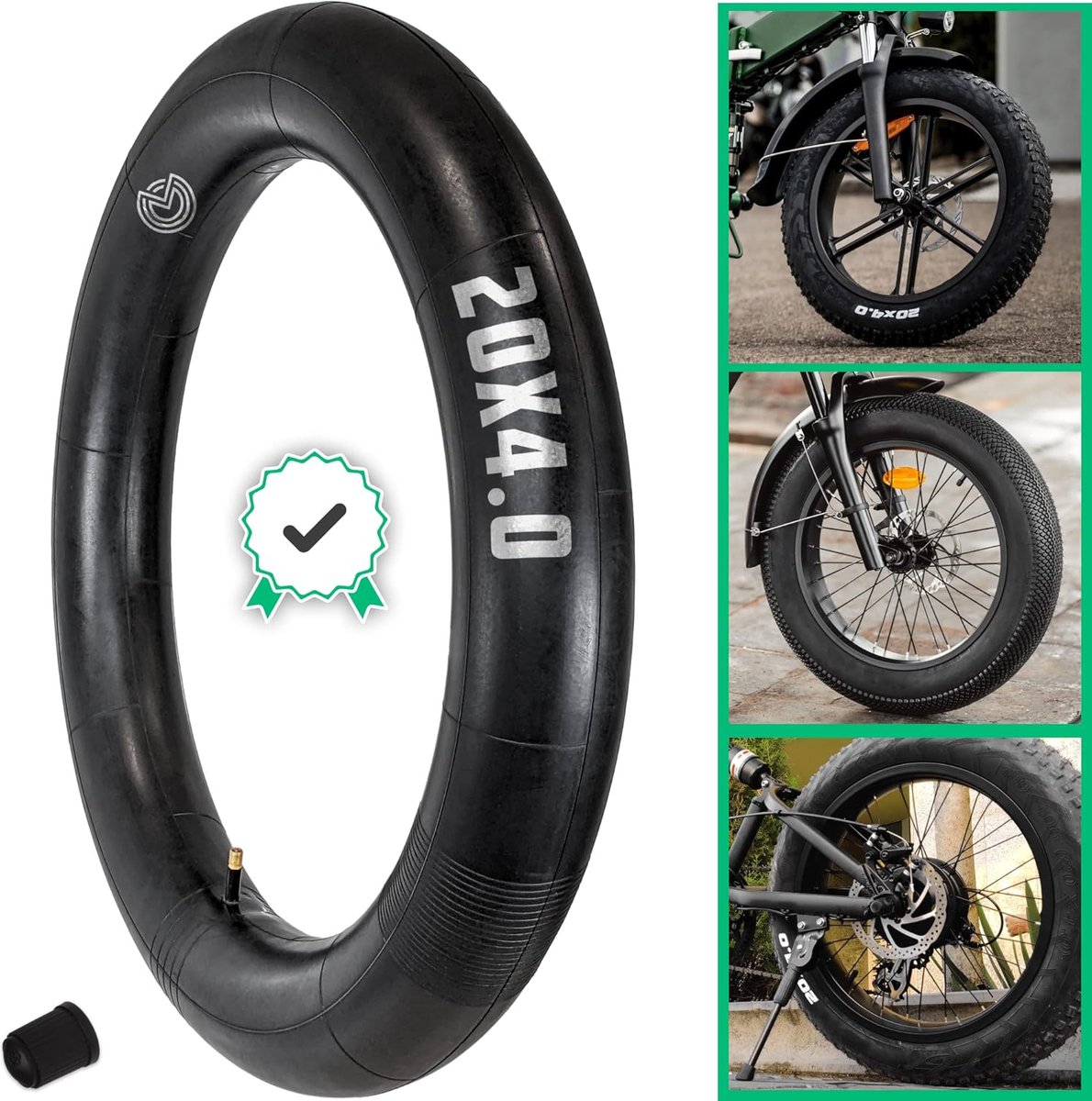 Coppia Camere D'Aria 20x4.0 Per Fat Bike - Valvola America (Schrader), Butile, Per Bici 20 Pollici MTB, Marca IBK