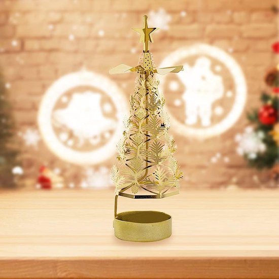 Kerst Spinning Kaarsenhouder, Pine Roterende Kandelaar Set, Boom Vorm