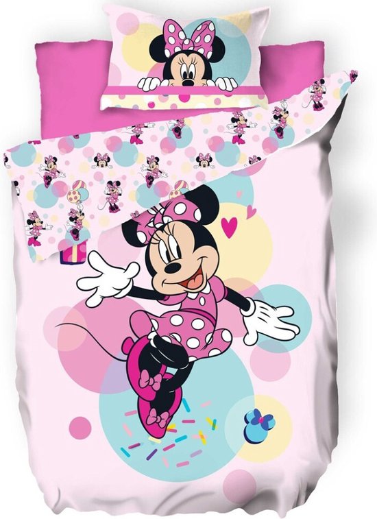 Disney Minnie Mouse Housse de couette, Happy - Simple - 140 x 200 cm - Polycoton