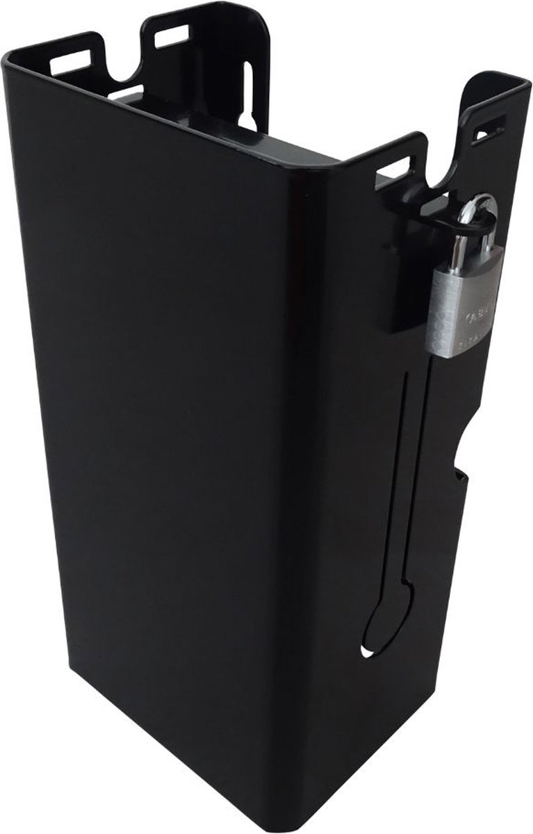 Laadhouder V2 Afsluitbaar | Oplader wandhouder voor het veilig ophangen van uw Elektrische Fiets lader | Zwart maat L | Organizer | Metaal