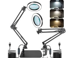 Loeplamp met led verlichting - Staande loeplamp met verlichting - Zwart