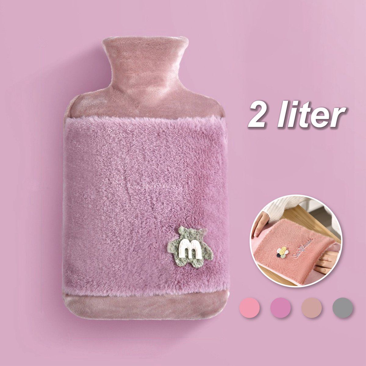 Goedkoopste Colorful Sun® Kruik met Hoes 2L – Warm & Koud Gebruik – Pluche Warmwaterkruik – Nek-, Rug- & Buikverwarmer – Ideaal bij Spierpijn, Buikpijn & Koeling – Voor in Bed & Overdag – Perfect Cadeau – Paars
