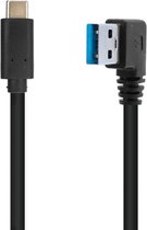 USB-C naar USB-A haaks (links) kabel - USB3.0 - tot 0,9A / zwart - 0,20 meter