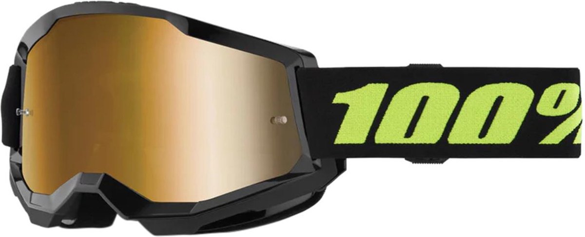 100% Crossbril MTB Strata 2 met Mirror Lens - ZwartGeel - - 100%