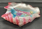 Tropische asbak "polyresin zeeschelp" - roze + meerkleurig - polyresin - 13 x 9 x 5 cm - Woonaccessoires - Woondecoratie - Asbakken