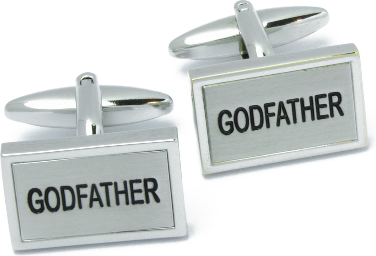 Manchetknopen - Godfather Tekst Zwart Rechthoekig