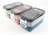 Lunchbox met soepkom Blauw, Groen en Roze - Luxe bentobox - Lunchbox volwassenen - Lunchbox voor kinderen - Lunchboxen - Lunchbox Kinderen - Lunchbox met vakjes en bestek - Ook te gebruiken als broodtrommel - luchtdicht en lekvrij - BPA vrij!