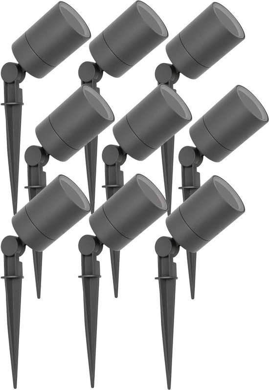 Ledvion - Spots à Piquer LED, Aluminium Anthracite, IP65, 5W, Support GU10, 1M de Câble, Projecteur LED, Spots de Jardin