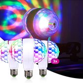 Discolamp LED E27 - Roterende discobal - RGB - 3 STUKS