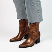 Manfield - Dames - Bronskleurige metallic leren cowboy laarzen - Maat 39