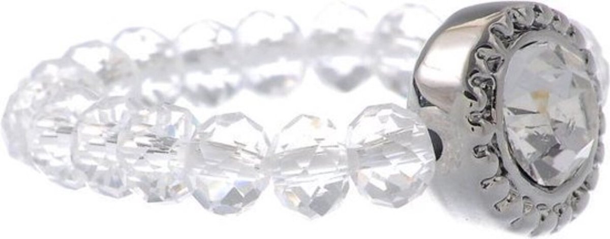 Behave - Ring met kraaltjes en glassteen - elegante look