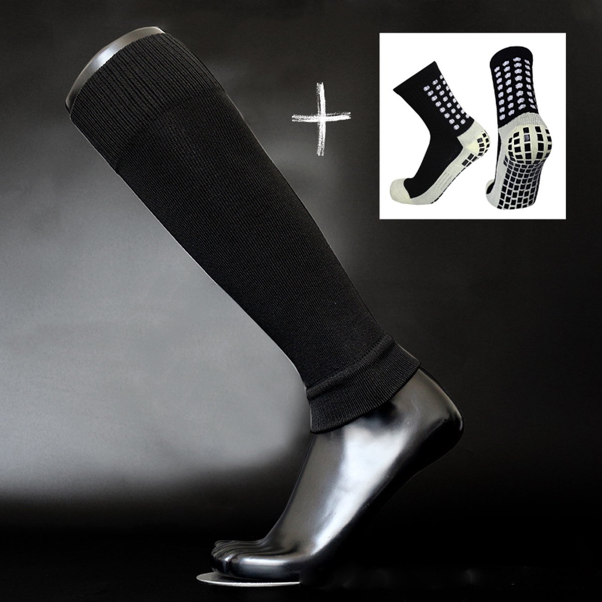 Knaak Voetloze sokken + Gripsokken set - Footless - Antislip - Zwart