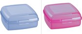 Curver boîte de conservation alimentaire Multi Snap - 0,9 litre - 2 pièces : 1 bleue & 1 rose - transparente