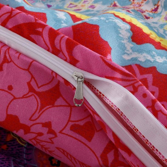 Damier Boheems beddengoed, 135 x 200 cm, turquoise, boho