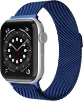 Bandje geschikt voor Apple Watch 42/44MM - Geschikt voor Series 1/2/3/4/5/6/7/8/9/SE/Ultra 1&2 - Maat One Size - Horlogebandje - Milanees - Donkerblauw