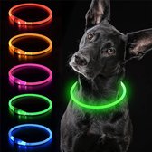Collier LED vert pour chiens - Taille Medium - collier lumineux vert - 50 cm - Veuillez mesurer la taille avec précision ! - Collier pour chien lumineux - Rechargeable via USB - réglable - réglable - collier réglable rechargeable par USB