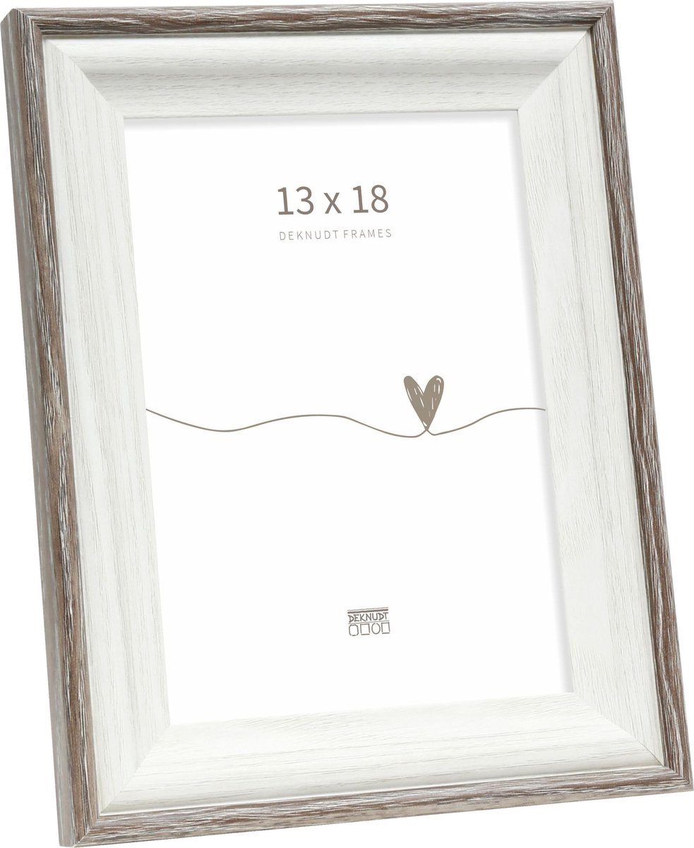 Deknudt Frames fotolijst S68VG2 - wit met bruin biesje - foto 13x18