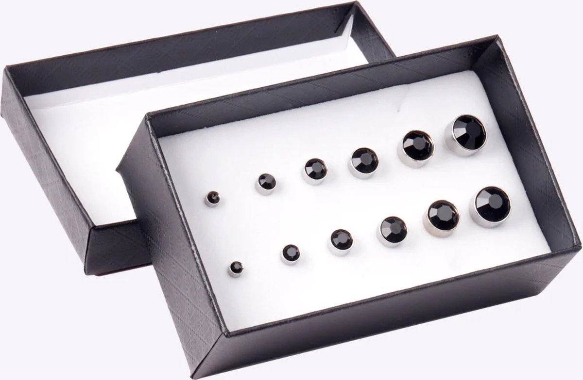 Oorbellen balletje set / Stud Balls / Earrings Set /Oorbellen Knopjes / Stud Balls/ Zwart en Zilver / 6 paar Kerst cadeau & Sinterklaas cadeau / verjaardag Cadeau