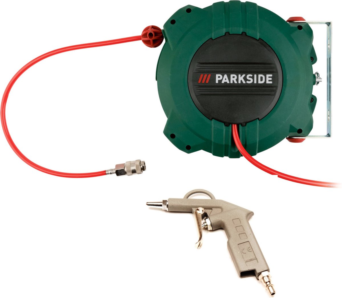PARKSIDE Perslucht Slanghaspel 10 m Inclusief Blaaspistool Aansluitslang compressor: 3 m Met automatisch oprolsysteem Werkdruk: max. 10 bar