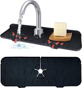 Tap Mat, Silicone Tap Handle Drip Catcher, Tap Absorbent Mat, Foldable Sink Drain Cushion, Food-Grade Splash Water Drain Cushion, for Kitchen, Bathroom (Black))