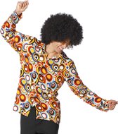 Wilbers & Wilbers - Hippie Kostuum - Caleidoscopisch Hemd 70s Cirkels Man - Multicolor - Maat 52 - Carnavalskleding - Verkleedkleding