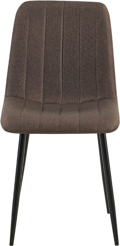 CLP Dijon Eetkamerstoel - Zonder armleuning - Metaal onderstel - bruin Stof