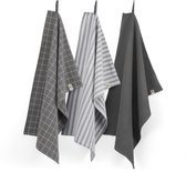 Dry with Cubes Uni, Stripes & Blocks keukenset 50x70cm off-black (3 stuks)