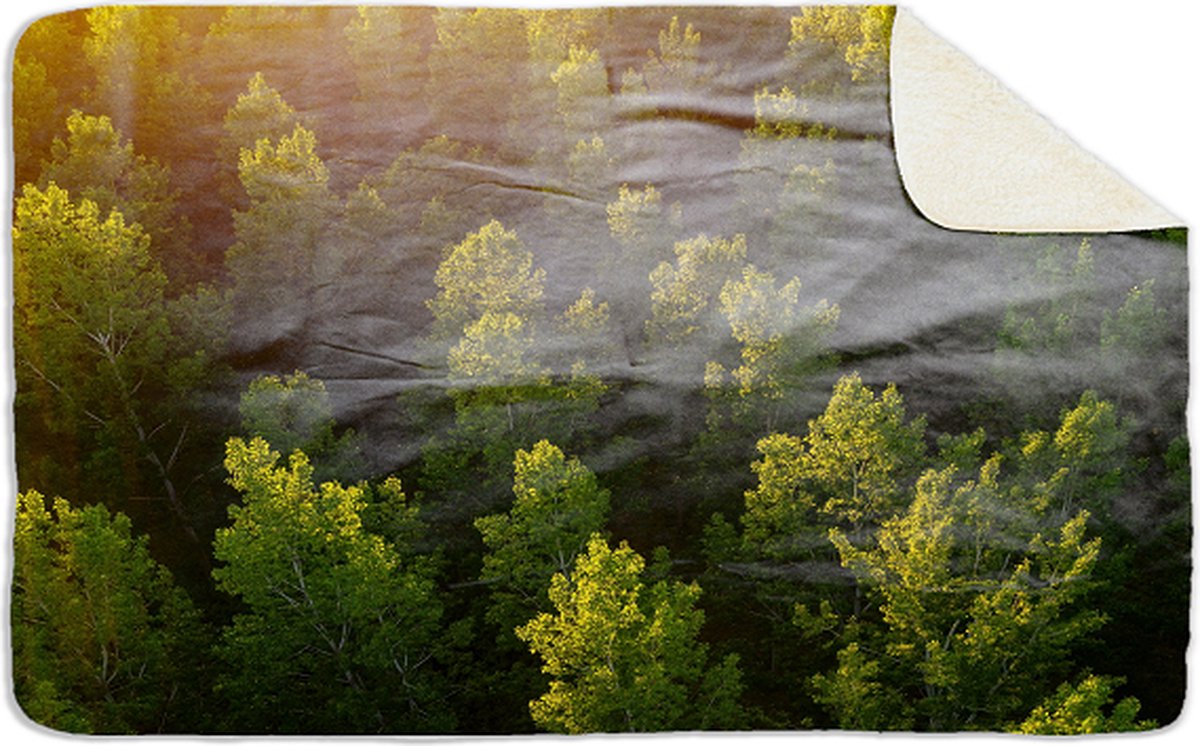Fleecedeken Bos, FD2023605, 96x146cm, Polyester Sherpa, deken met print