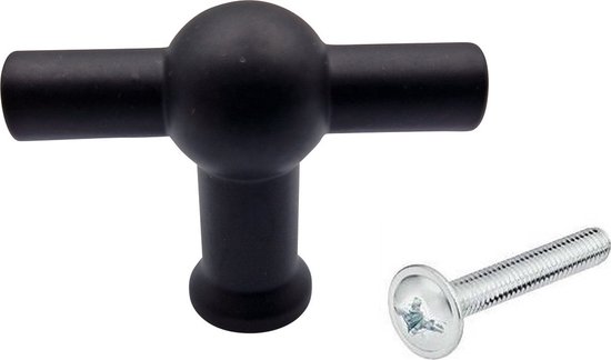Boutons d'armoire T-Handle noir - Bouton d’armoire - Bouton de meuble - Poignée en T - boutons de porte pour armoires - Fixations pour meuble - boutons de porte