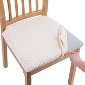 Stoelbekleding, zitvlak, set van 2, stretch overtrek voor stoelen, stoelovertrekken voor eetkamerstoelen, afwasbaar, hoes voor stoelen, beige