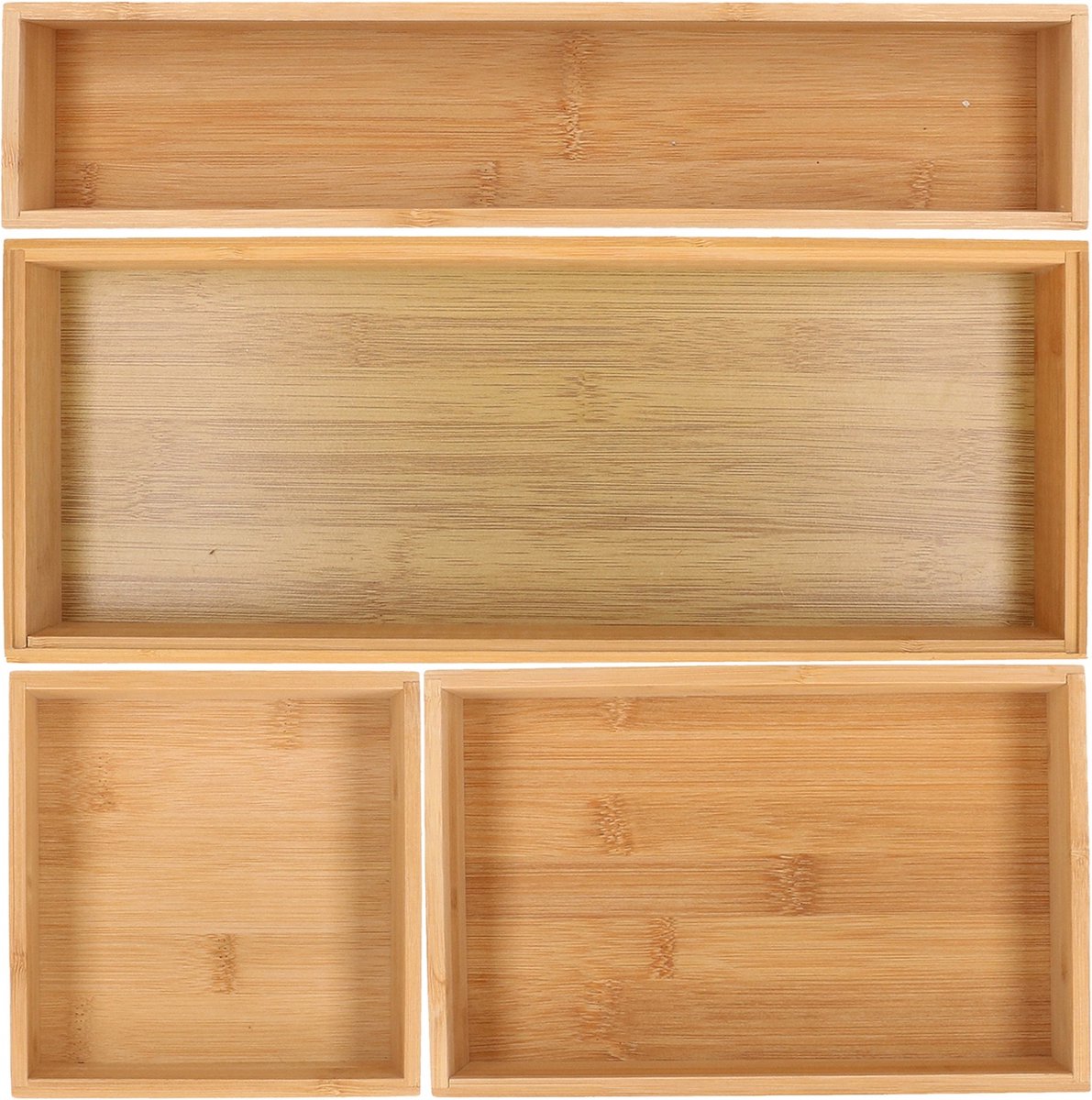 5five Bamboe en leren organizer - Lichtbruin, 1 lade, 26 x 12 x 18 cm