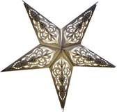 Decoratie kerstster - wit/zilver - 60 cm - papier - 5 punten - hangend - kerststerren