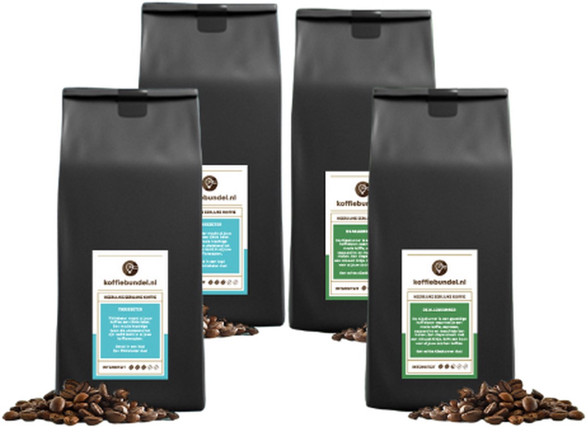Koffiebonen proefpakket 4 x 1 kg, probeer onze beste professionele koffiemelanges, 