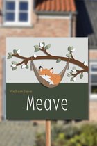 Welkomukkie.nl - geboortebord buiten - vosje in hangmat - donkergroen - 60x60cm - gratis eigen tekst en naam - babybord