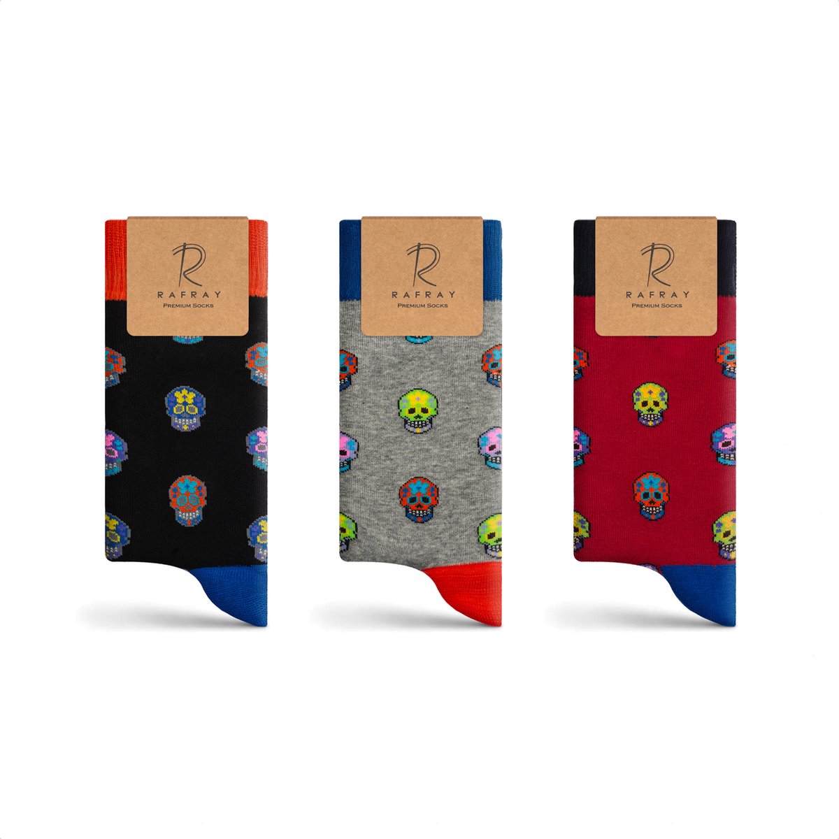 Rafray Socks Sugar Skull Sokken Gift box - Premium Katoen - 3 paar - Maat 40-44