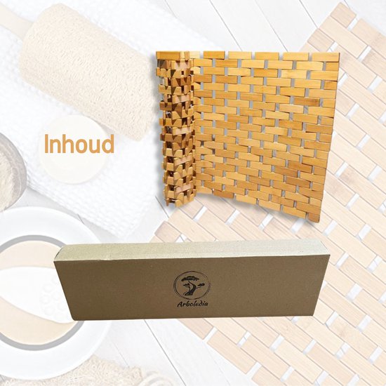 Arboledia Bamboe Badmat - Antislip Douchemat - 60x40 CM - Badkamermat - Badmat Antislip - Badmat Bamboe - Houten Badmat