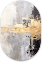 Muurovaal 80x120 cm - Wandovaal Goud - Luxe - Acryl - Kunst - Kunststof wanddecoratie - Ovalen schilderij - Muurdecoratie woonkamer - Schilderijen - Ovale spiegel vorm op kunststof