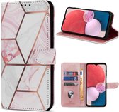 Geschikt Voor Samsung Galaxy A14 Hoesje - Solidenz Bookcase A14 - Telefoonhoesje A14 - A14 Case Met Pasjeshouder - Cover Hoes - Marmer