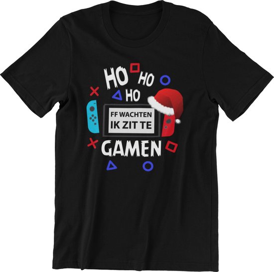 Passie voor Stickers T-shirt M: ho ho ho ff wachten ik zit te gamen