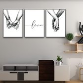 Poster Hand in hand in zwart-wit, set van 3 muurafdrukken Premium posters Moderne foto's Hand in hand in zwart-wit, bijpassende posters voor thuis en op kantoor zonder lijst (21 x 30 cm)