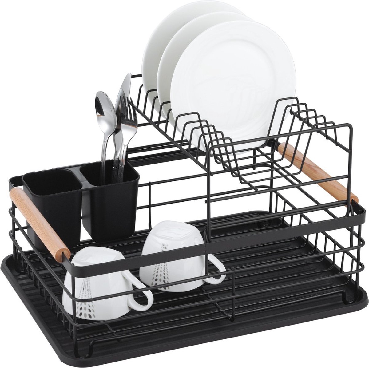 Goedkoopste Top Choice - Vaat droogrek - afdruiprek - met 2 niveaus - Zwart