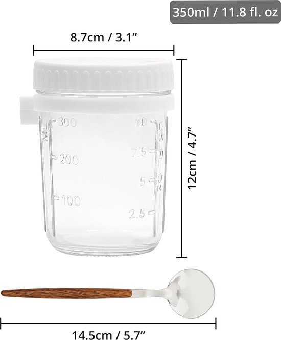 JUULUK Overnight Haver Containers met Deksels en Lepel, 20oz Overnight Haver Potten Glas Mason Jar Cups Glazen Containers voor Havermout Voedsel Melk Koffie Snoep Fruit JUULUK Overnight Haver Containers met Deksels en Lepel, 20oz Overnight Haver Potten Glas Mason Jar Cups Glazen Containers voor Havermout Voedsel Melk Koffie Snoep Fruit